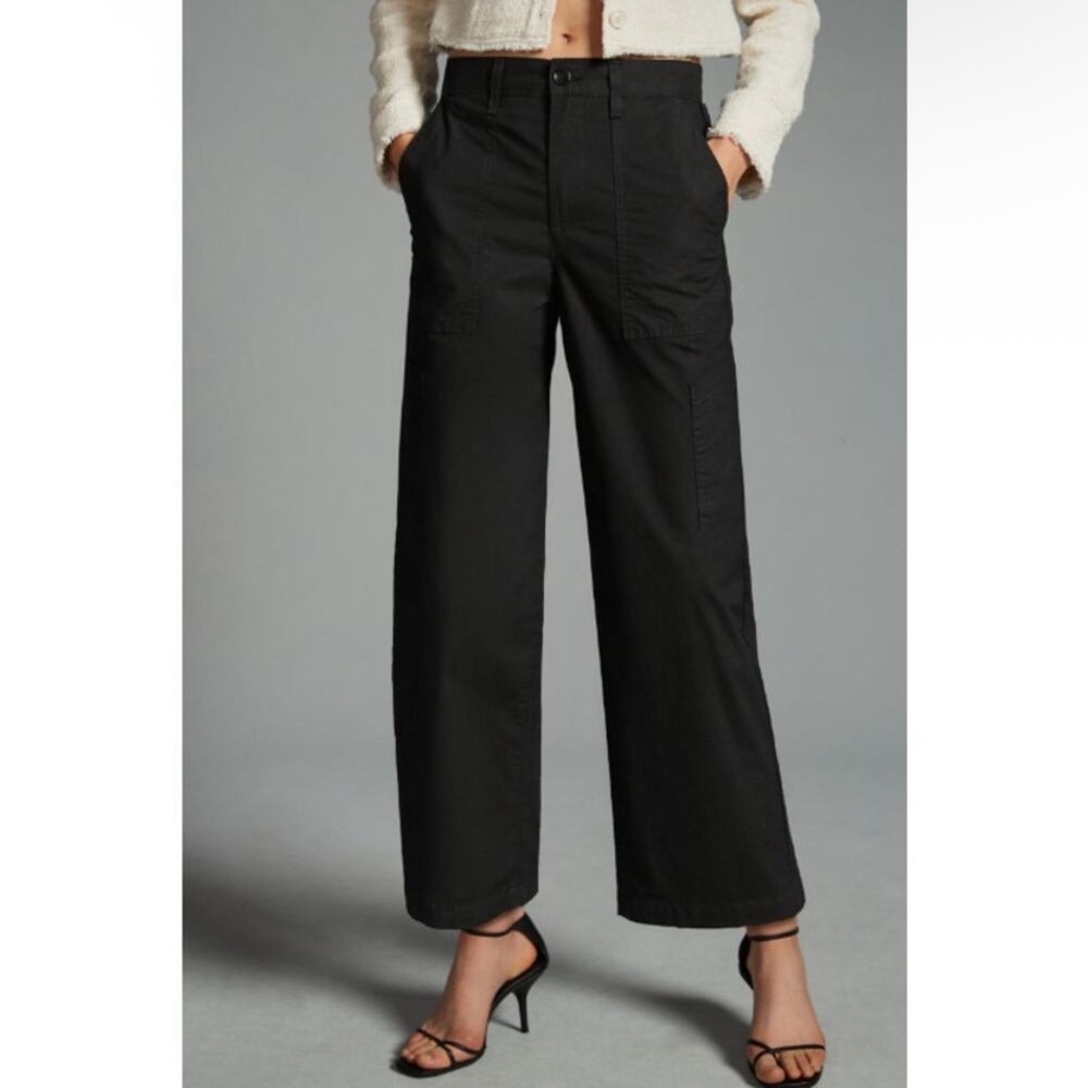 Agolde Daria Utility Pants 25 Black Cargo Pockets High Rise Minimalist Wide Leg